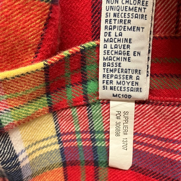 Ralph Lauren button down shirt, cotton flannel plaid, long sleeve, red, yellow M - Picture 9 of 11